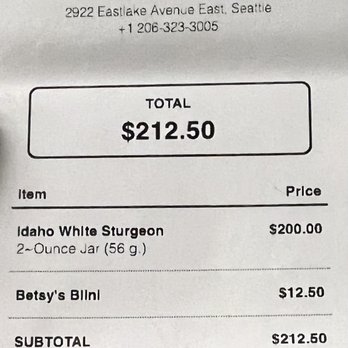 Seattle Caviar Company - Receipt for delicious caviar - Specialty Food Near Me - Seattle, Washington Seattle Caviar Company - Receipt for delicious caviar - Specialty Food Near Me - Seattle, Washington
