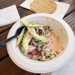 Skimpy $20 ceviche in a paper plate Skimpy $20 ceviche in a paper plate