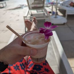 Pina colada with dark rum float