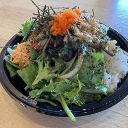 Half salad, half white rice.  Great meal and not too heavy