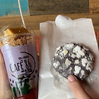 Cafe 86 - Upside down Halo Halo & Ube Crinkle Cookie - Desserts Near Me - San Diego, California