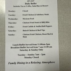 Del Norte Restaurant - Buffet menu