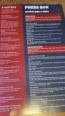 Menu photo 2 Press Box Missoula, MT Menu photo 2 Press Box Missoula, MT