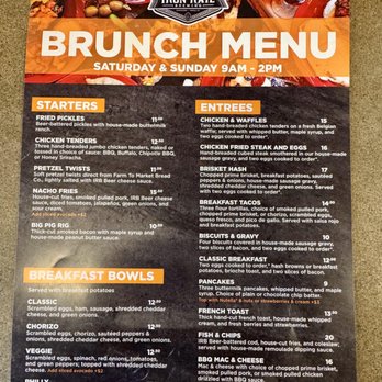 Iron Rail Brewing - brunch menu (as of 08/2026) - New American Near Me - Topeka, Kansas