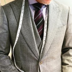 Stephen Kempson London - Custom made 3 piece suit in grey with black window pane