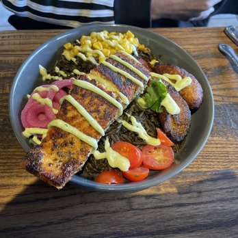 Zeke's Kitchen & Bar - Djon Djon bowl + Salmon - New American Near Me - Smyrna, Georgia