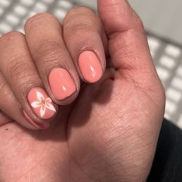Gel mani with cute flower Gel mani with cute flower