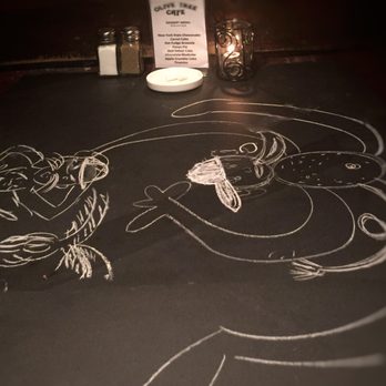 Olive Tree Cafe - Chalkboard tables - this creative drawing done by an artistic couple at a neighboring table - Middle Eastern Near Me - New York, New York Olive Tree Cafe - Chalkboard tables - this creative drawing done by an artistic couple at a neighboring table - Middle Eastern Near Me - New York, New York