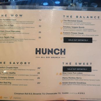 Hunch - Menu - Breakfast & Brunch Near Me - Geneva, GE