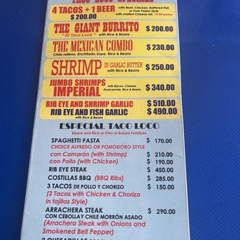 Taco Loco - Menu - Mexican Near Me - Cabo San Lucas, BCS Taco Loco - Menu - Mexican Near Me - Cabo San Lucas, BCS
