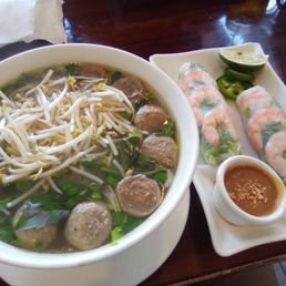 Meatball Pho and shrimp spring rolls (lunch special) Meatball Pho and shrimp spring rolls (lunch special)