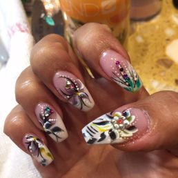 SNS pink and white with amazing art work by Tony SNS pink and white with amazing art work by Tony