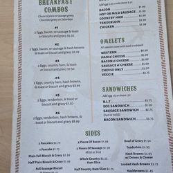 Cowboy’s Country Cookin’ - Breakfast menu