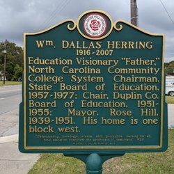 William Dallas Herring - William Dallas Herring Historical Marker, Rose Hill NC