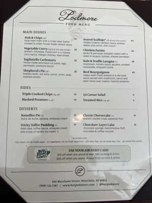 Menu photo 1 Podmore Honolulu, HI