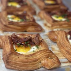 State Flour Bakery - Bacon egg and cheese Danish with chili crunch