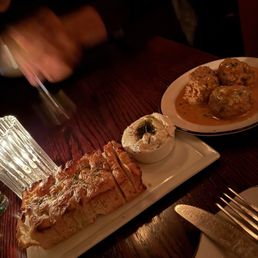 Focaccia with ricotta butter, meatballs Focaccia with ricotta butter, meatballs