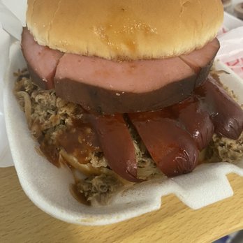 PORKAHOLICS BBQ - "The Pappy" (3 meat sandwich) - Barbeque Near Me - Nicoma Park, Oklahoma PORKAHOLICS BBQ - "The Pappy" (3 meat sandwich) - Barbeque Near Me - Nicoma Park, Oklahoma