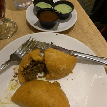 Empanada Mama - Hell's Kitchen - Ground beef - friend corn flour empanada (they have plenty of baked ones) - Latin American Near Me - New York, New York Empanada Mama - Hell's Kitchen - Ground beef - friend corn flour empanada (they have plenty of baked ones) - Latin American Near Me - New York, New York