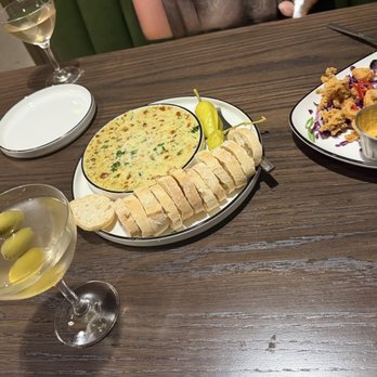 Lilac & Pine - Martini, cougar gold cheese dip and calamari. - New American Near Me - Spokane, Washington