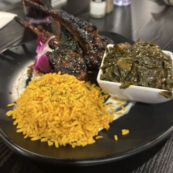 Sol'Delish - Lamb chops with yellow rice and greens - Soul Food Near Me - Charlotte, North Carolina Sol'Delish - Lamb chops with yellow rice and greens - Soul Food Near Me - Charlotte, North Carolina