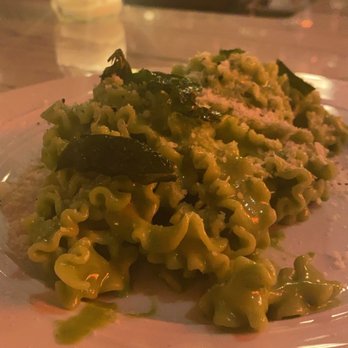 Fiorella - Spinach almond pesto mafaldine with fried basil - Pasta Shops Near Me - Philadelphia, Pennsylvania Fiorella - Spinach almond pesto mafaldine with fried basil - Pasta Shops Near Me - Philadelphia, Pennsylvania