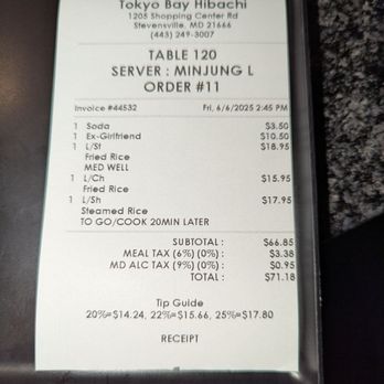 Tokyo Bay - Receipt prices - Sushi Bars Near Me - Stevensville, Maryland Tokyo Bay - Receipt prices - Sushi Bars Near Me - Stevensville, Maryland