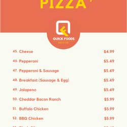 Quick Foods Chester - Pizza Menu