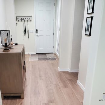 Rico Flooring - Hallway with wood plank tile flooring - Flooring Near Me Rico Flooring - Hallway with wood plank tile flooring - Flooring Near Me