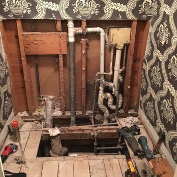Texan Plumbing - Starting a small half bath remodel. Looks like we figured out why the wall was getting a little wet. Washer box again! - Plumbing Near Me Texan Plumbing - Starting a small half bath remodel. Looks like we figured out why the wall was getting a little wet. Washer box again! - Plumbing Near Me