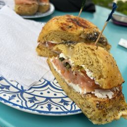 Lox Sandwich on a 5-cheese Everything Bagel Lox Sandwich on a 5-cheese Everything Bagel