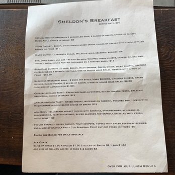 Sheldon's Service Station - Breakfast menu - Cafes Near Me - La Mesa, California