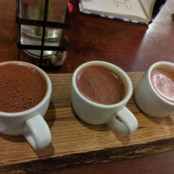 Katherine Anne Confections - Flight of 3 - vegan drinking chocolate (hazelnut with bourbon, Mexican and mocha) - Chocolatiers & Shops Near Me - Chicago, Illinois Katherine Anne Confections - Flight of 3 - vegan drinking chocolate (hazelnut with bourbon, Mexican and mocha) - Chocolatiers & Shops Near Me - Chicago, Illinois