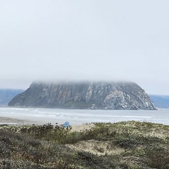 Morro Bay Rock - 8-15-23 ...covered with fog today - Beaches Near Me - Morro Bay, California