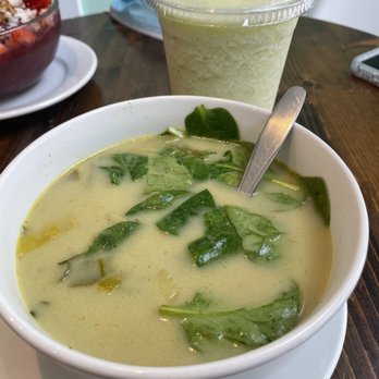 Karma Kitchen & Juicery - Potato Leek Curry Soup with. Pineapple Blast smoothie! - Juice Bars & Smoothies Near Me - Mystic, Connecticut Karma Kitchen & Juicery - Potato Leek Curry Soup with. Pineapple Blast smoothie! - Juice Bars & Smoothies Near Me - Mystic, Connecticut