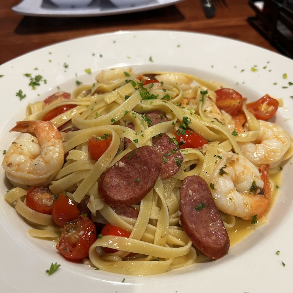 The Barn Bowl & Bistro - A hefty serving of shrimp and sausage pasta...delicious - Bowling Near Me - Oak Bluffs, Massachusetts The Barn Bowl & Bistro - A hefty serving of shrimp and sausage pasta...delicious - Bowling Near Me - Oak Bluffs, Massachusetts