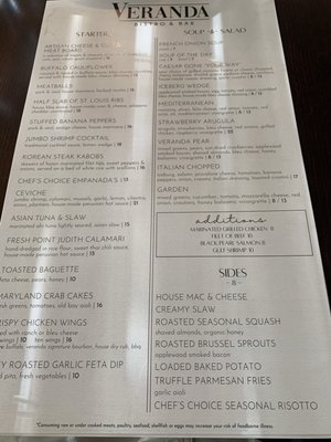 Menu photo 4 Veranda Bistro & Bar Avon, OH