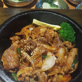 KoSam - Spicy Pork DupBap: sweet and spicy sliced pork with onions and green onions on white rice. - Korean Near Me - North York, Ontario KoSam - Spicy Pork DupBap: sweet and spicy sliced pork with onions and green onions on white rice. - Korean Near Me - North York, Ontario