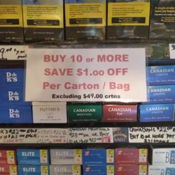 1st Stop Cigs & Weed - Buy 10 or more
Save $1.00 off per carton/bags excluding gre products