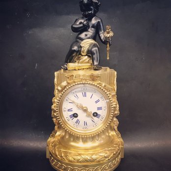 Nichols Clock Repair - Gorgeous French Mantel clock w/ Ebonized Cherub - Clock Repair Near Me Nichols Clock Repair - Gorgeous French Mantel clock w/ Ebonized Cherub - Clock Repair Near Me