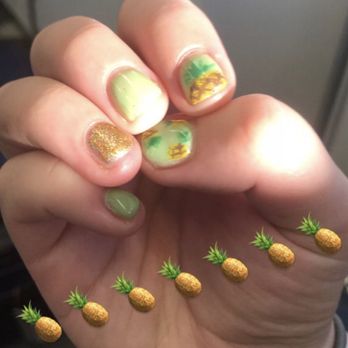 Wicked Nails by Christy - Pineapple dip nail. Hand painted pineapple. - Nail Technicians Near Me - Denver, Colorado