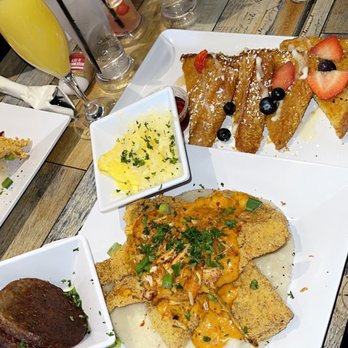 Gochas Breakfast Bar | Cascade - Deep fried flounder and grits with crab meat creole sauce, crispy crunchy French toast, Scrambled eggs and sausage - Wine Bars Near Me - Atlanta, Georgia Gochas Breakfast Bar | Cascade - Deep fried flounder and grits with crab meat creole sauce, crispy crunchy French toast, Scrambled eggs and sausage - Wine Bars Near Me - Atlanta, Georgia