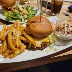 Fresh Grill Kitchen & Bar - Buffalo Chicken Sandwich with Garlic Parmesan Fries and Coleslaw