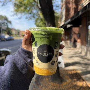 Gathers Tea Bar - Mango matcha latte - Bubble Tea Near Me - Chicago, Illinois Gathers Tea Bar - Mango matcha latte - Bubble Tea Near Me - Chicago, Illinois