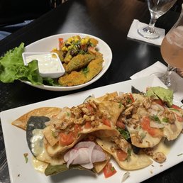 Avocado Fries & Chicken Nachos off the HH menu. Nachos were okay.. Avocado fries were amazing!