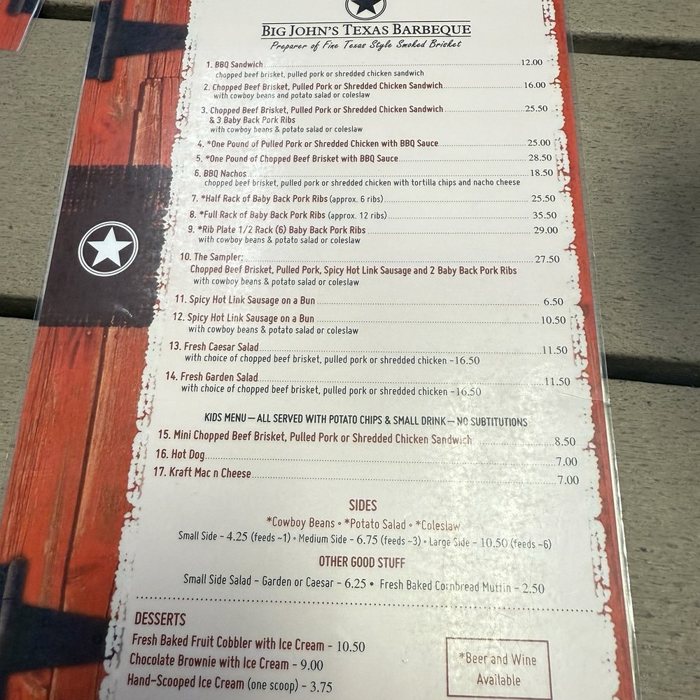Big John's Texas BBQ - Menu - Barbeque Near Me - Page, Arizona Big John's Texas BBQ - Menu - Barbeque Near Me - Page, Arizona