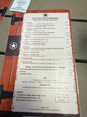 Menu photo 5 Big John's Texas BBQ Page, AZ