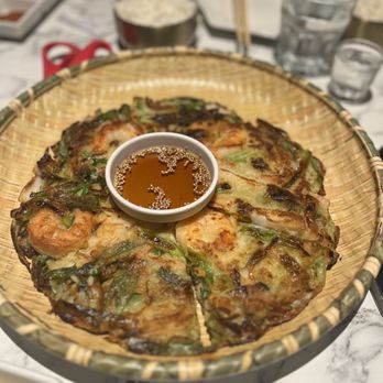 Woobling Korean BBQ - Seafood pancake ($19) - Korean Near Me - Bellevue, Washington Woobling Korean BBQ - Seafood pancake ($19) - Korean Near Me - Bellevue, Washington