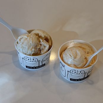 Milk & Cookies - banana cream pie and lavender peach ice cream - Desserts Near Me - Gilbert, Arizona