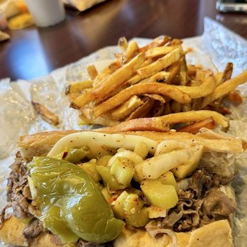 Mr. Beef - Italian Beef with sweet/hot peppers and provolone and fries - Fast Food Near Me - Chicago, Illinois Mr. Beef - Italian Beef with sweet/hot peppers and provolone and fries - Fast Food Near Me - Chicago, Illinois